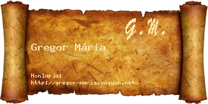 Gregor Mária névjegykártya